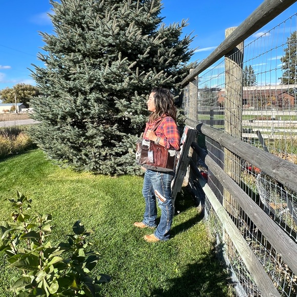 GIFT New Myra Bag Canvas & Cowhide & Leather Tote satchel concho tassel western - Picture 10 of 10